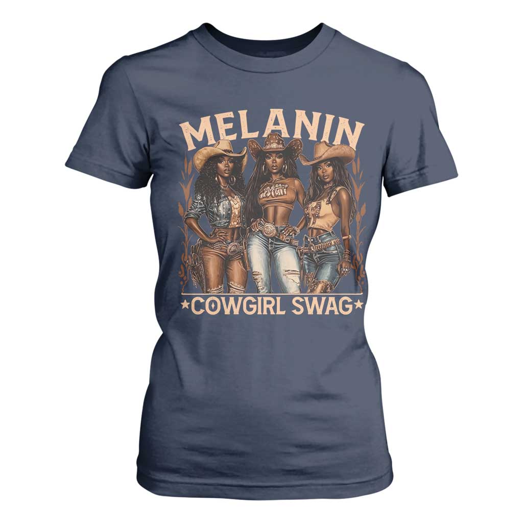 Melanin Cowgirls T Shirt For Women Black History Month African Melanin Pride TS10 Navy Print Your Wear