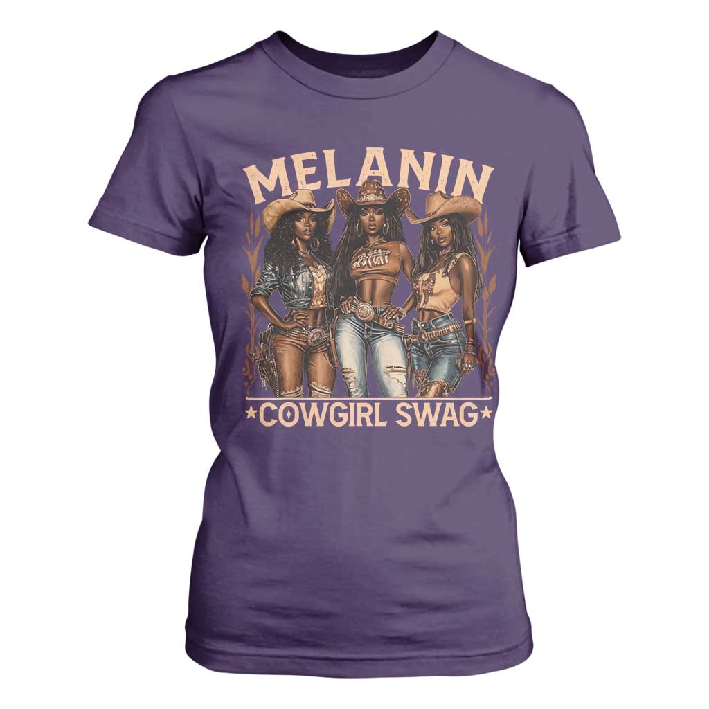 Melanin Cowgirls T Shirt For Women Black History Month African Melanin Pride TS10 Purple Print Your Wear
