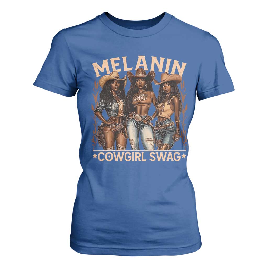 Melanin Cowgirls T Shirt For Women Black History Month African Melanin Pride TS10 Royal Blue Print Your Wear