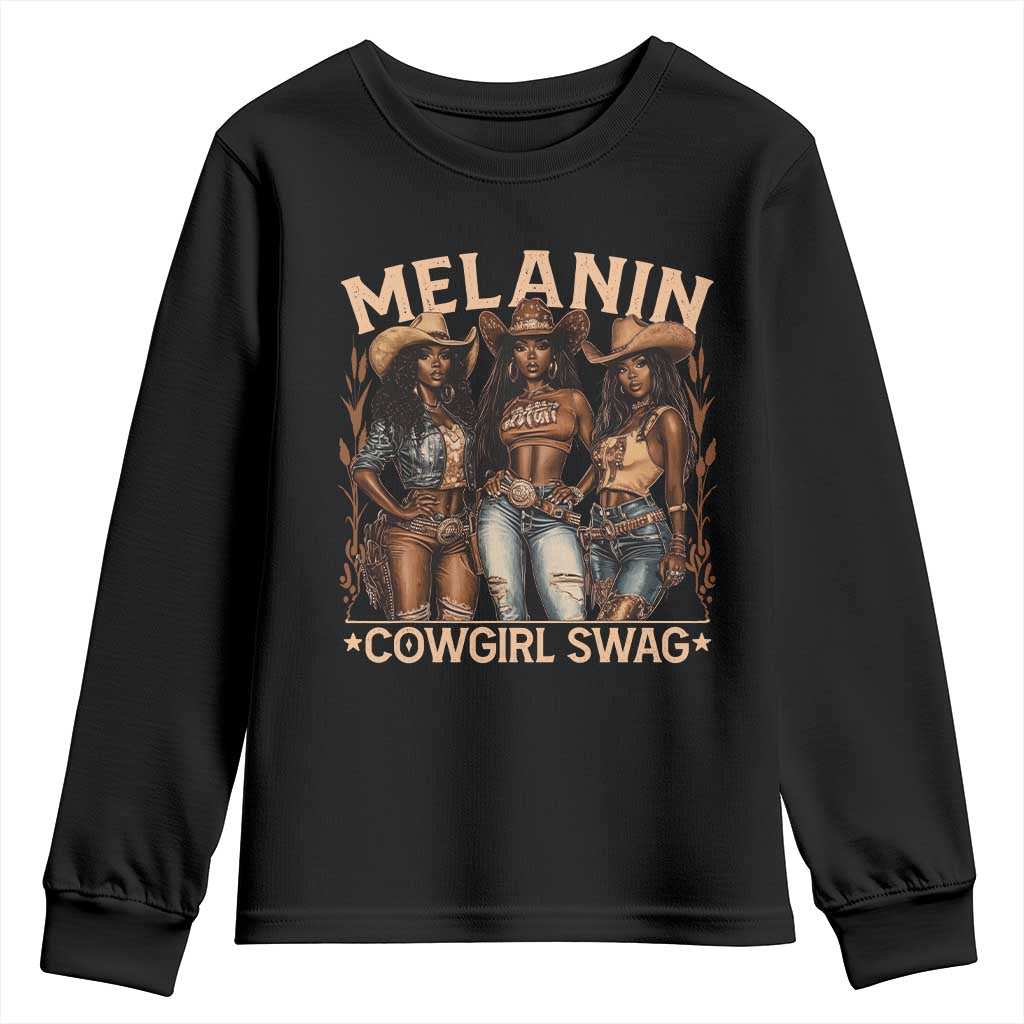 Melanin Cowgirls Youth Sweatshirt Black History Month African Melanin Pride TS10 Black Print Your Wear