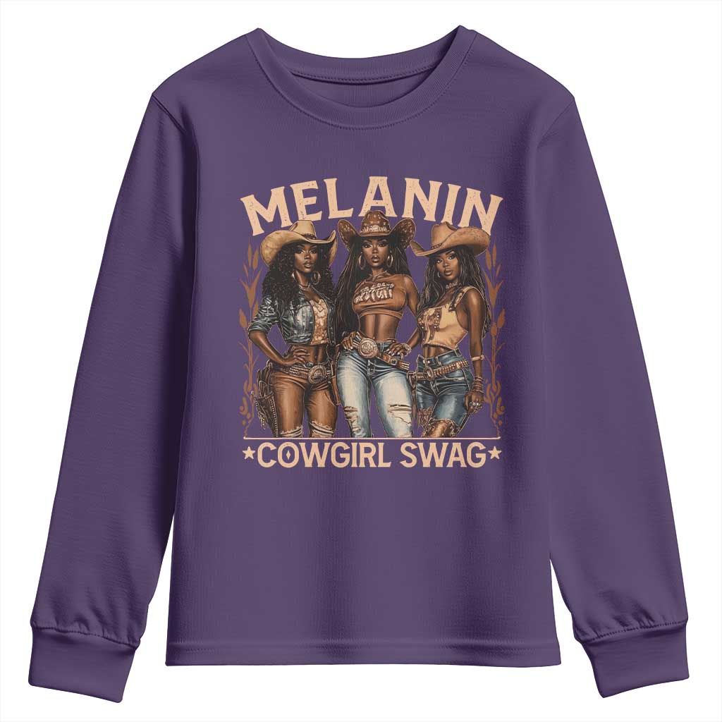 Melanin Cowgirls Youth Sweatshirt Black History Month African Melanin Pride TS10 Purple Print Your Wear