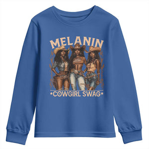 Melanin Cowgirls Youth Sweatshirt Black History Month African Melanin Pride TS10 Royal Blue Print Your Wear