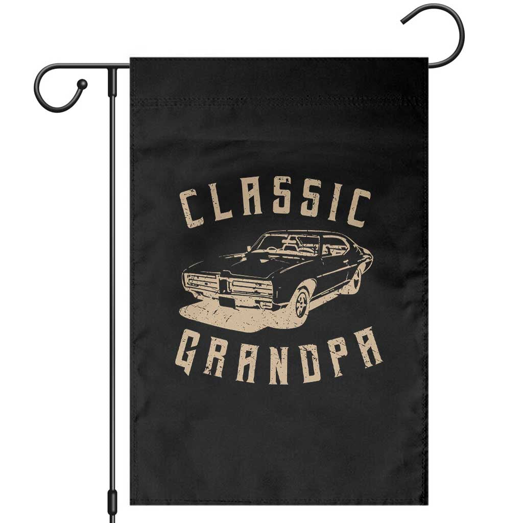 Funny Grandpa Classic Car Graphic Garden Flag TS10 Black Print Your Wear