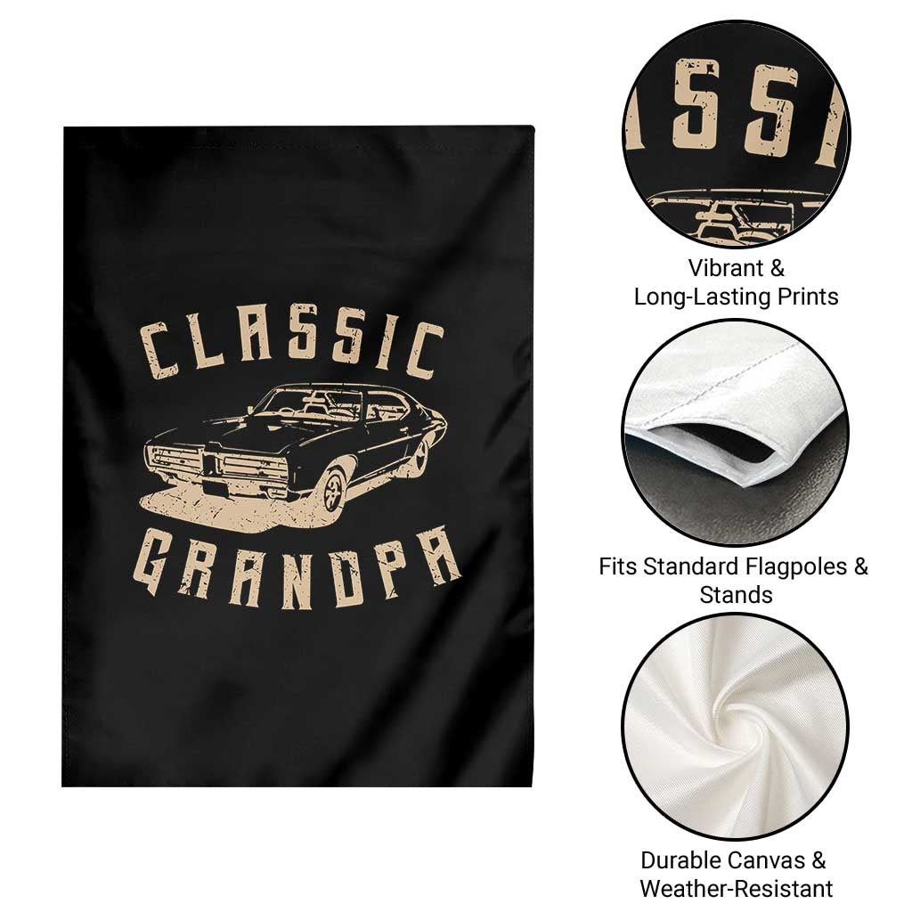 Funny Grandpa Classic Car Graphic Garden Flag TS10 Print Your Wear