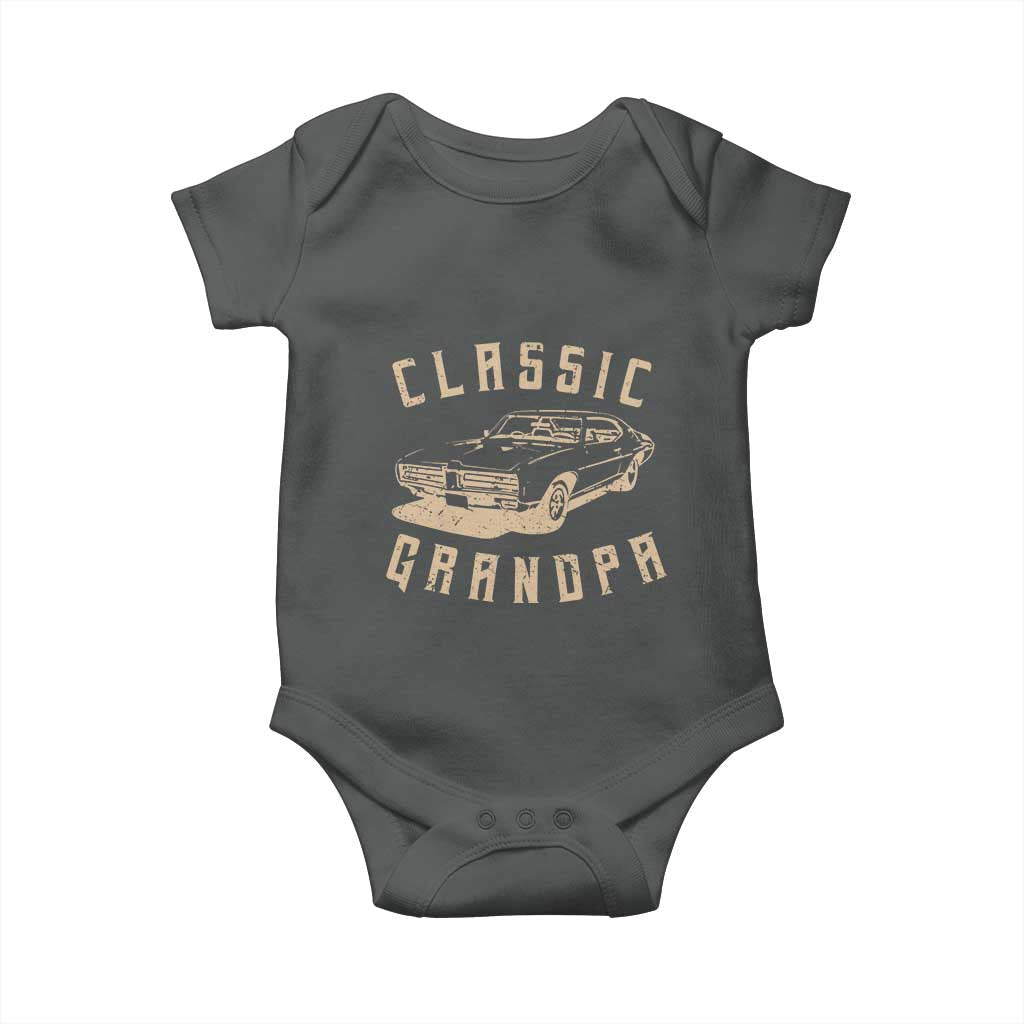 Funny Grandpa Classic Car Graphic Baby Onesie TS10 Dark Heather Print Your Wear