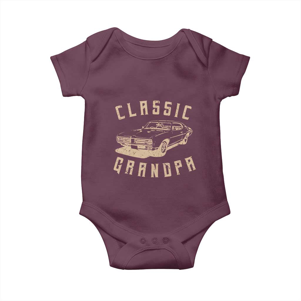 Funny Grandpa Classic Car Graphic Baby Onesie TS10 Maroon Print Your Wear