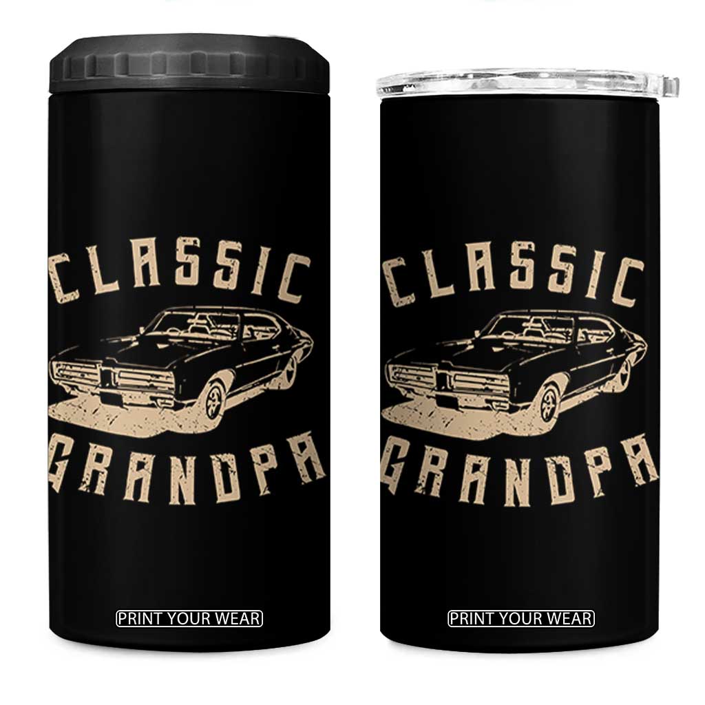 Funny Grandpa Classic Car Graphic 4 in 1 Can Cooler Tumbler TS10 One Size: 16 oz Black Print Your Wear