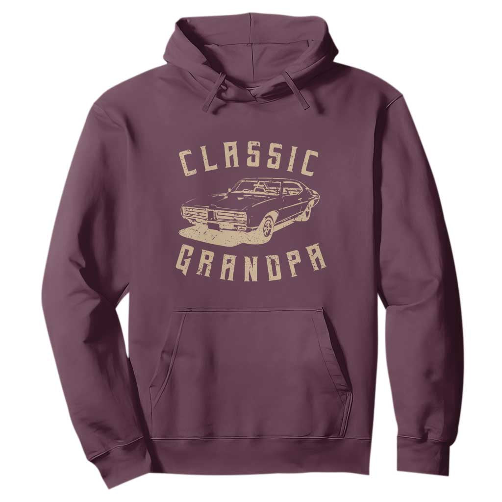 Funny Grandpa Classic Car Graphic Hoodie TS10 Maroon Print Your Wear