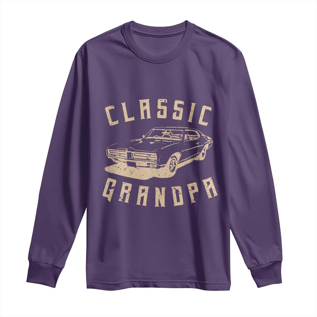 Funny Grandpa Classic Car Graphic Long Sleeve Shirt TS10 Purple Print Your Wear