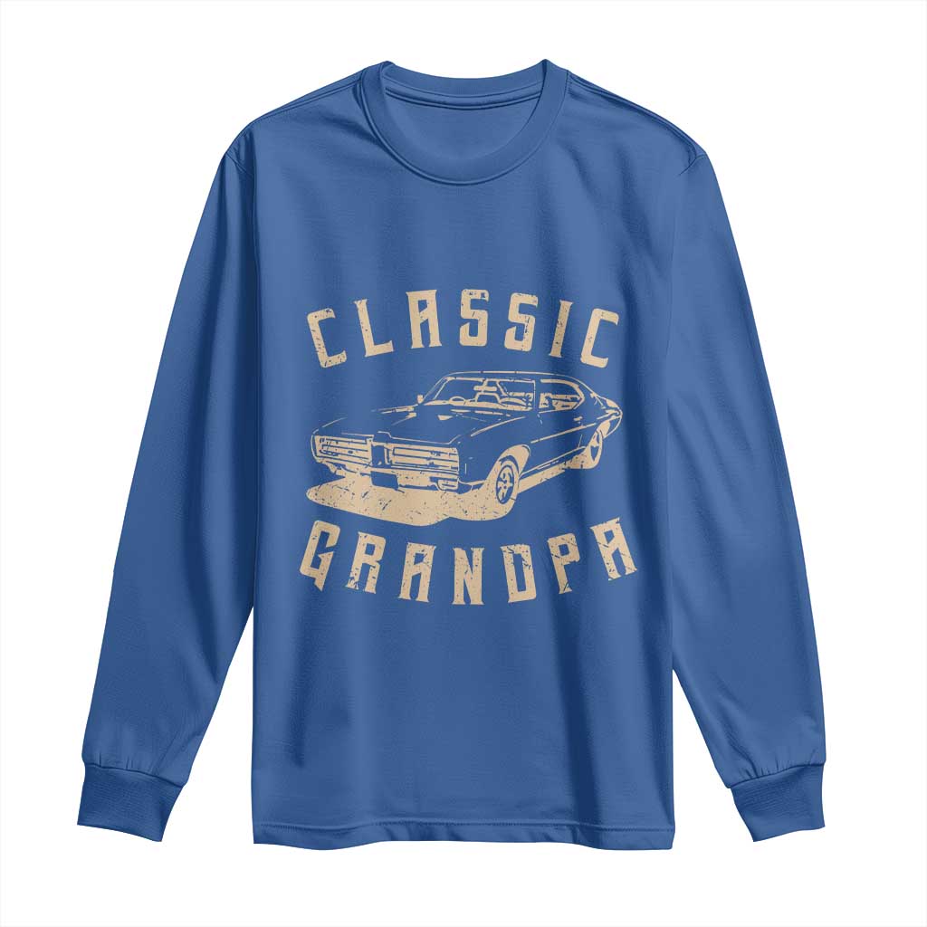 Funny Grandpa Classic Car Graphic Long Sleeve Shirt TS10 Royal Blue Print Your Wear