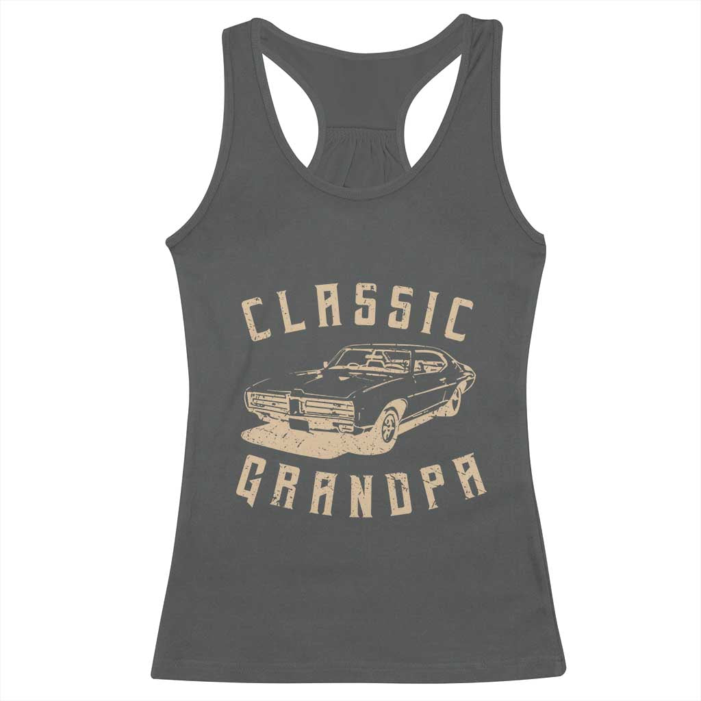 Funny Grandpa Classic Car Graphic Racerback Tank Top TS10 Dark Heather Print Your Wear