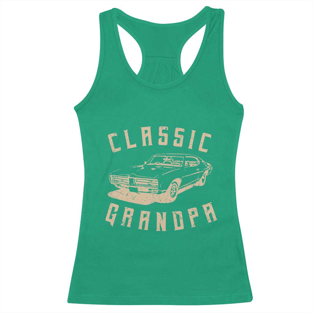 Funny Grandpa Classic Car Graphic Racerback Tank Top TS10 Irish Green Print Your Wear