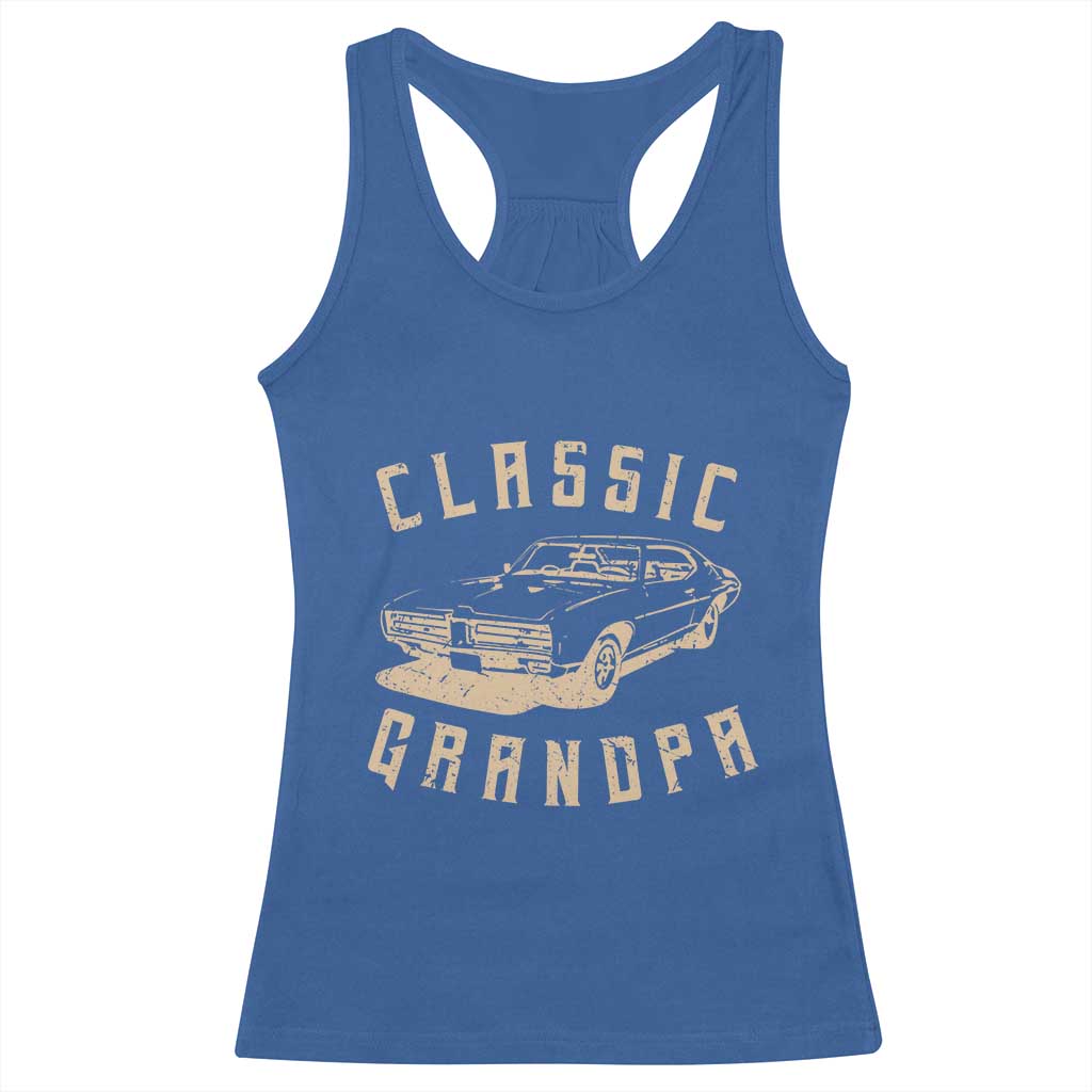 Funny Grandpa Classic Car Graphic Racerback Tank Top TS10 Royal Blue Print Your Wear