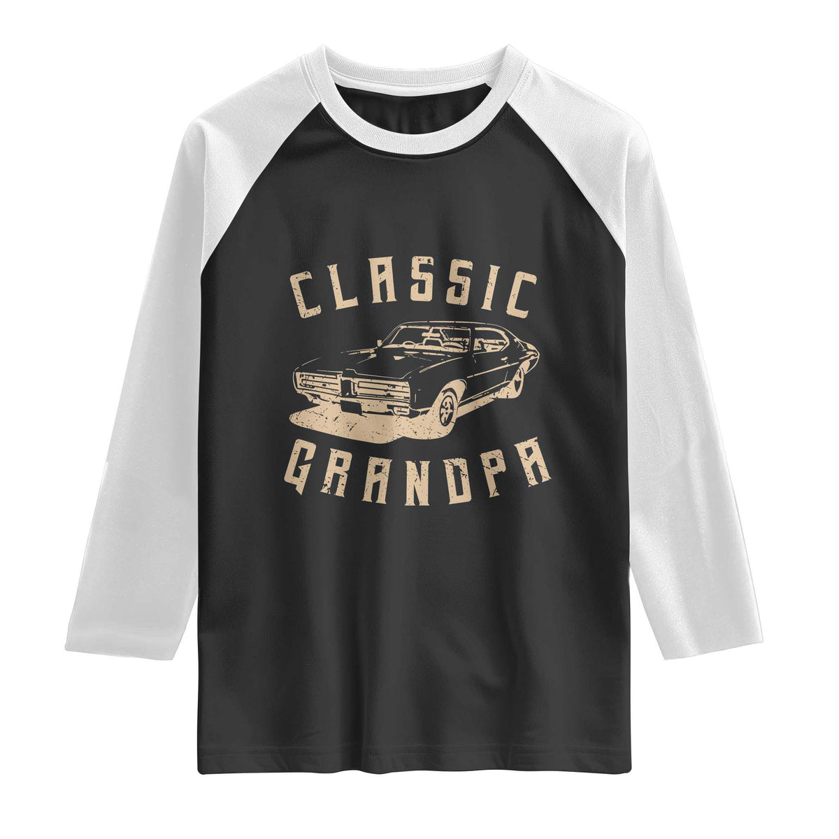 Funny Grandpa Classic Car Graphic Raglan Shirt TS10 Black White Print Your Wear