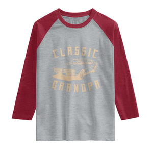 Funny Grandpa Classic Car Graphic Raglan Shirt TS10 Heather Gray Heather Red Print Your Wear