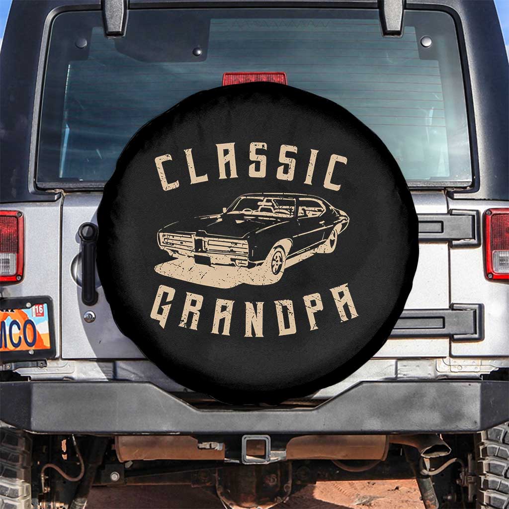 Funny Grandpa Classic Car Graphic Spare Tire Cover TS10 No hole Black Print Your Wear