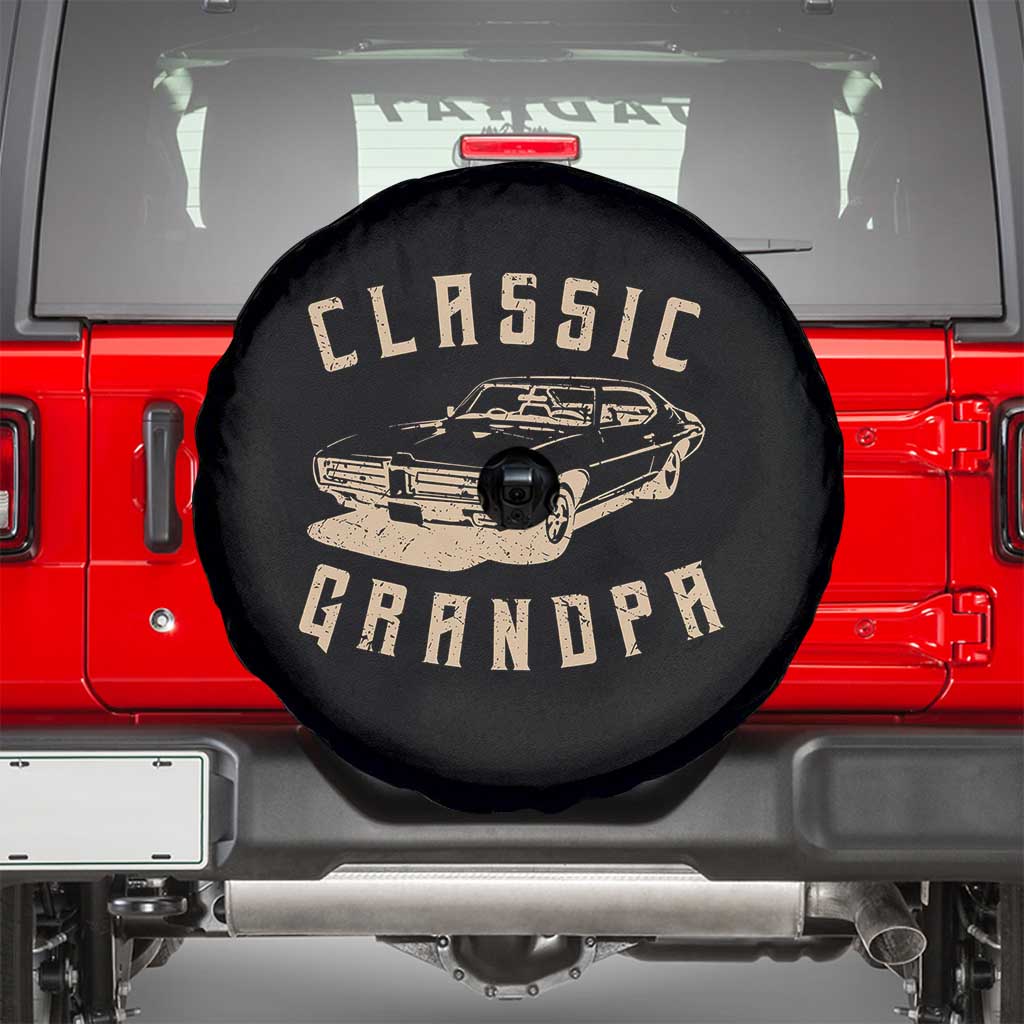 Funny Grandpa Classic Car Graphic Spare Tire Cover TS10 Black Print Your Wear