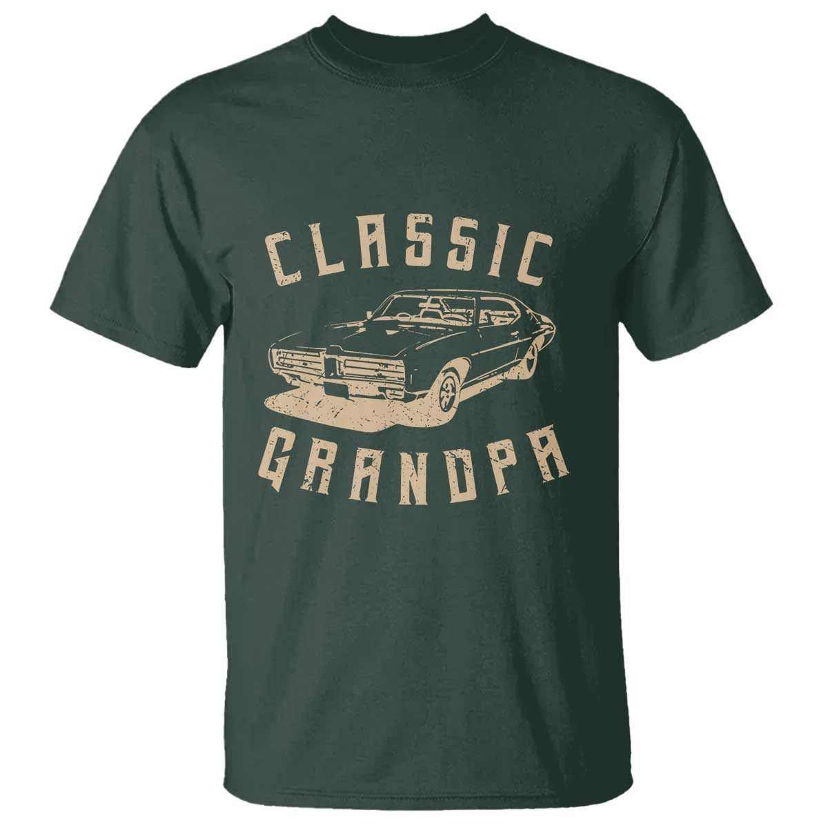 Funny Grandpa Classic Car Graphic T Shirt TS10 Dark Forest Green Print Your Wear