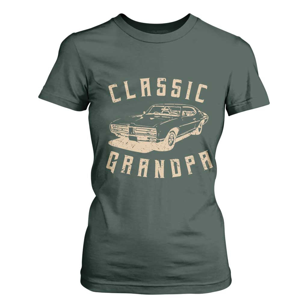 Funny Grandpa Classic Car Graphic T Shirt For Women TS10 Dark Forest Green Print Your Wear
