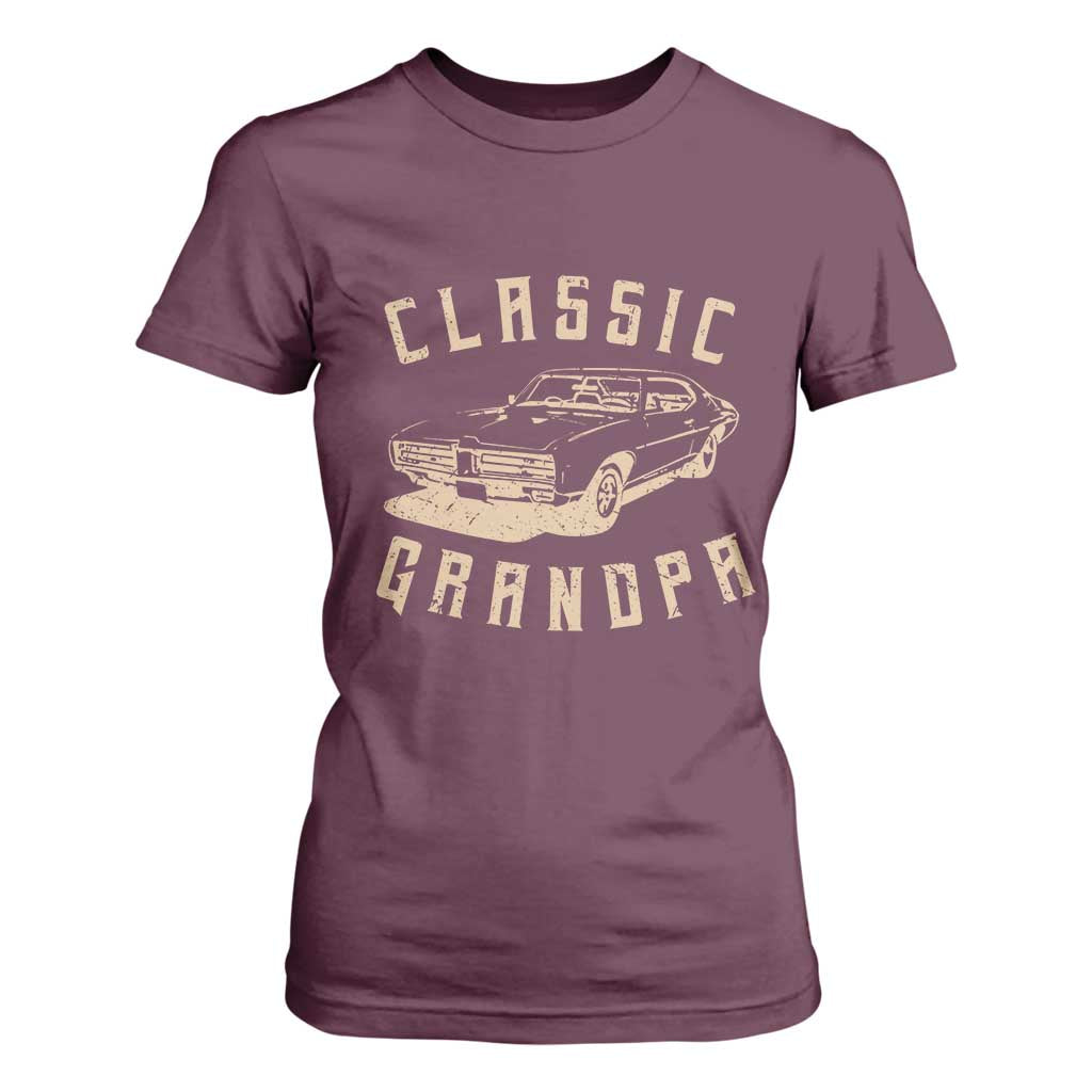 Funny Grandpa Classic Car Graphic T Shirt For Women TS10 Maroon Print Your Wear