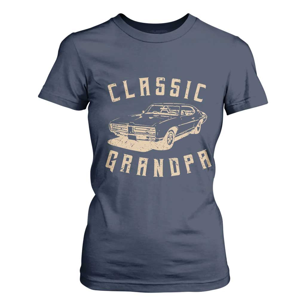 Funny Grandpa Classic Car Graphic T Shirt For Women TS10 Navy Print Your Wear