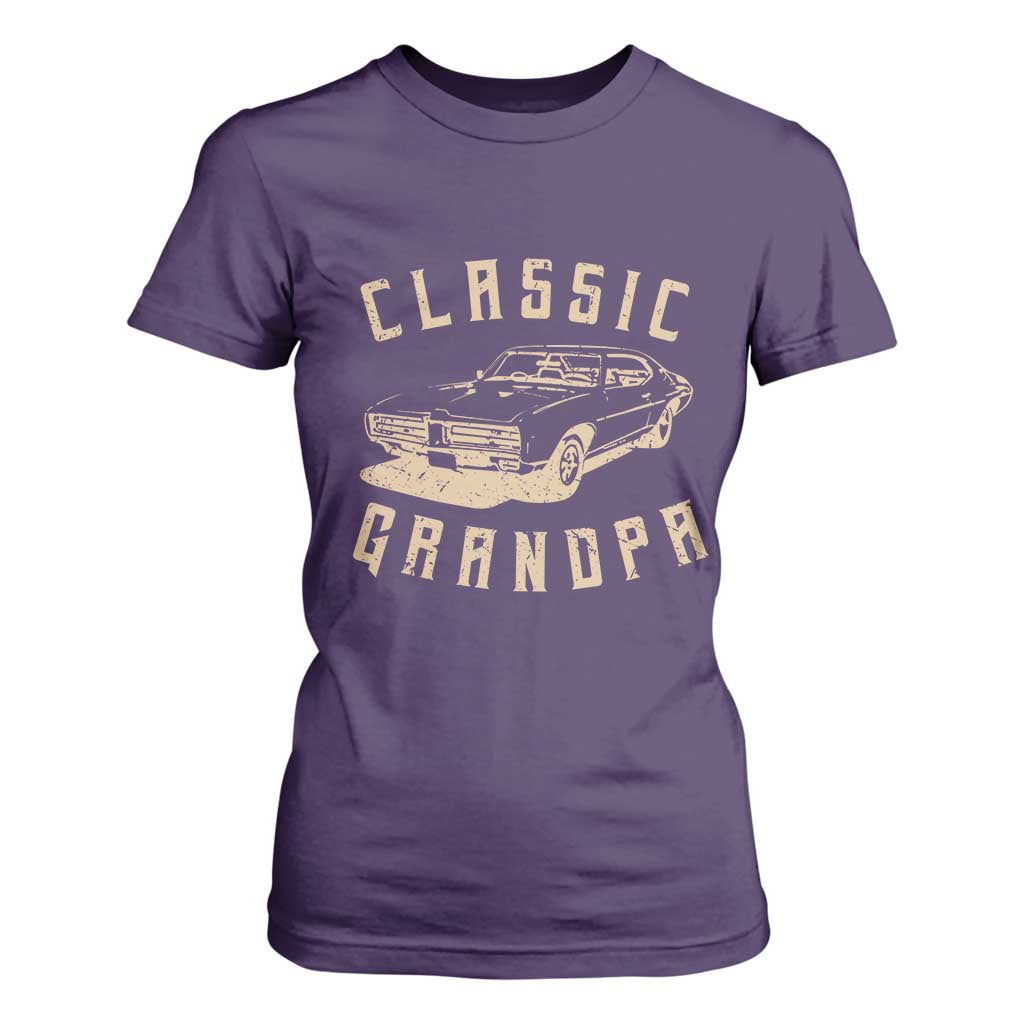 Funny Grandpa Classic Car Graphic T Shirt For Women TS10 Purple Print Your Wear