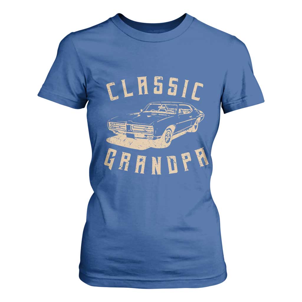 Funny Grandpa Classic Car Graphic T Shirt For Women TS10 Royal Blue Print Your Wear