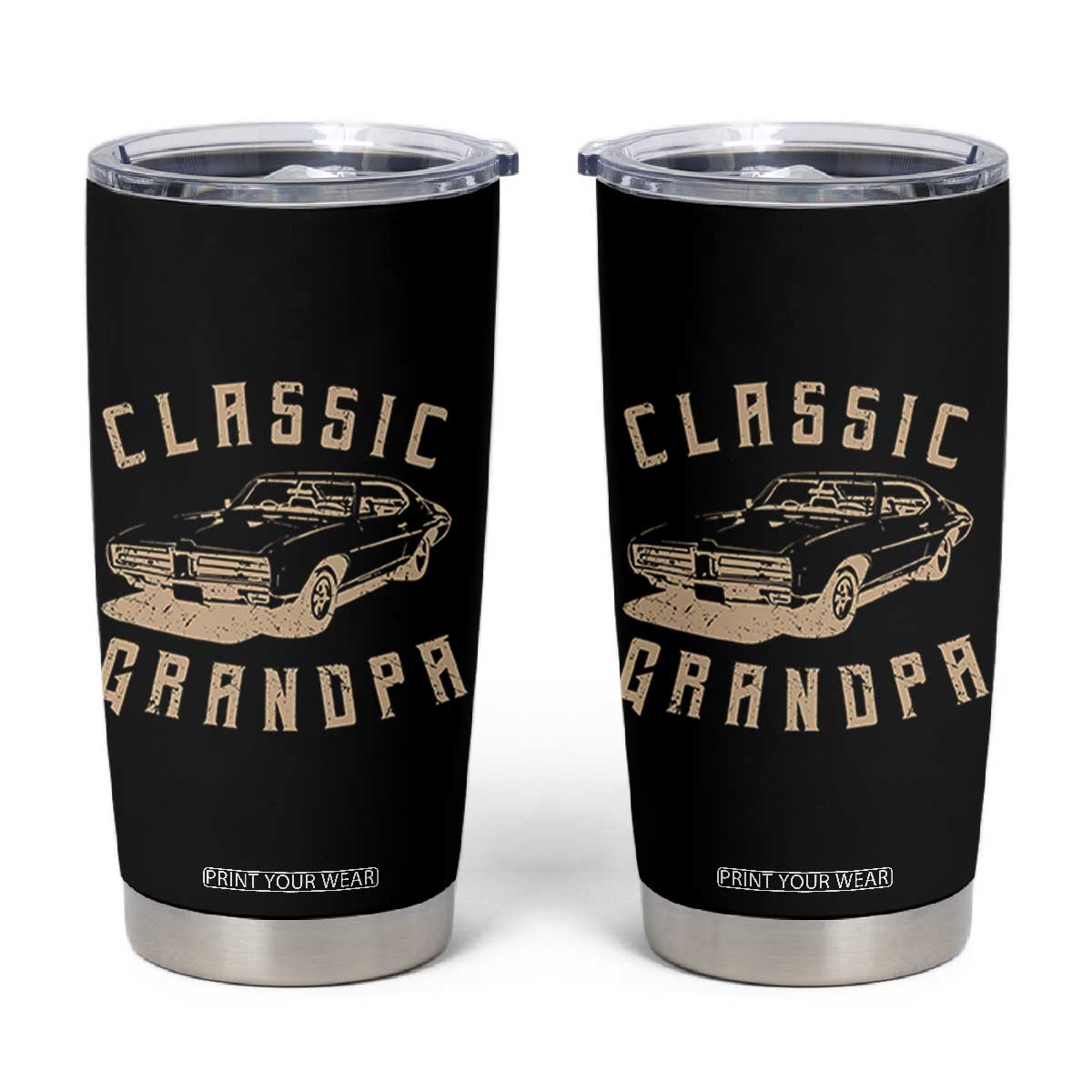 Funny Grandpa Classic Car Graphic Tumbler Cup TS10 Black Print Your Wear