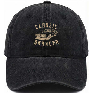 Funny Grandpa Classic Car Graphic Washed Cotton Baseball Cap TS10 Print Your Wear
