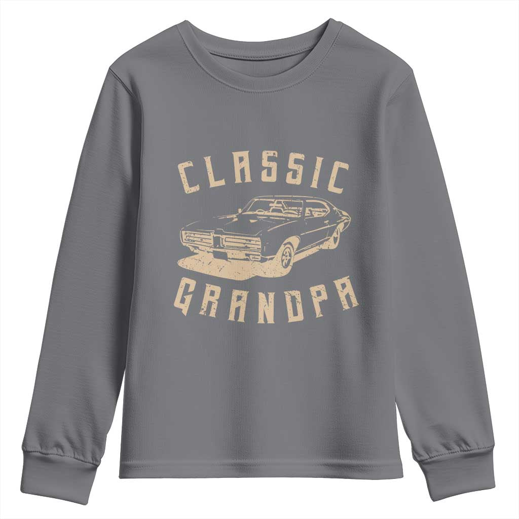 Funny Grandpa Classic Car Graphic Youth Sweatshirt TS10 Charcoal Print Your Wear