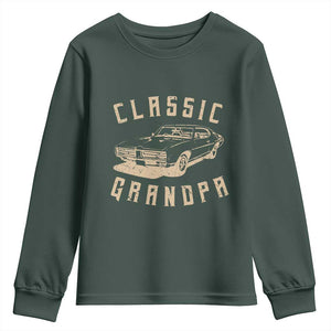 Funny Grandpa Classic Car Graphic Youth Sweatshirt TS10 Dark Forest Green Print Your Wear