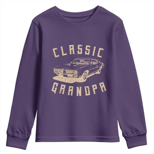 Funny Grandpa Classic Car Graphic Youth Sweatshirt TS10 Purple Print Your Wear