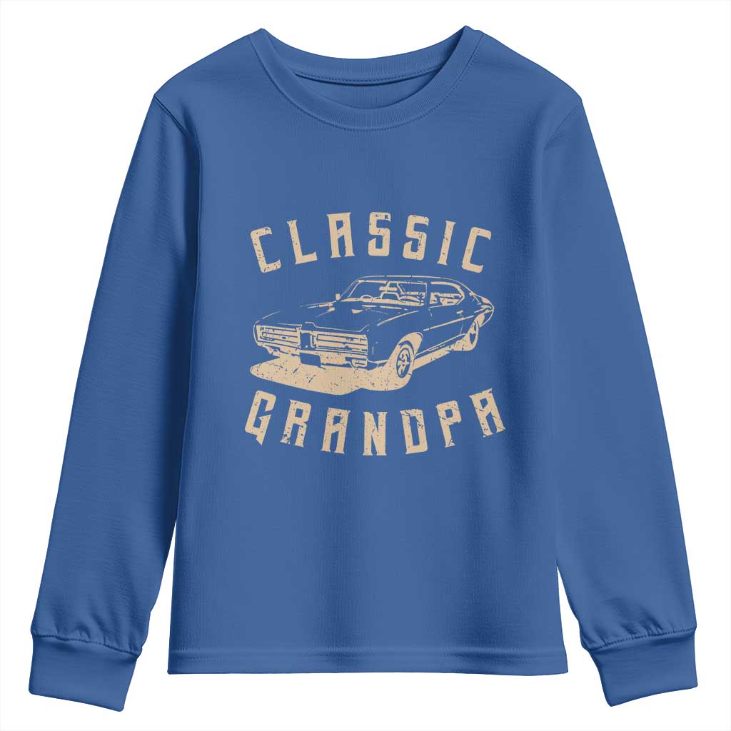 Funny Grandpa Classic Car Graphic Youth Sweatshirt TS10 Royal Blue Print Your Wear