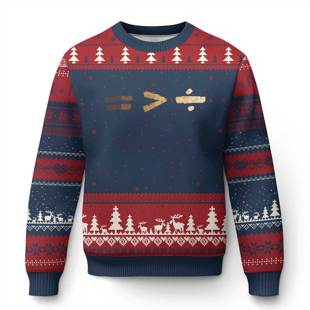 Equality Is Better than Division Ugly Christmas Sweater Equal Rights Math Symbol TS10 Navy Red Print Your Wear