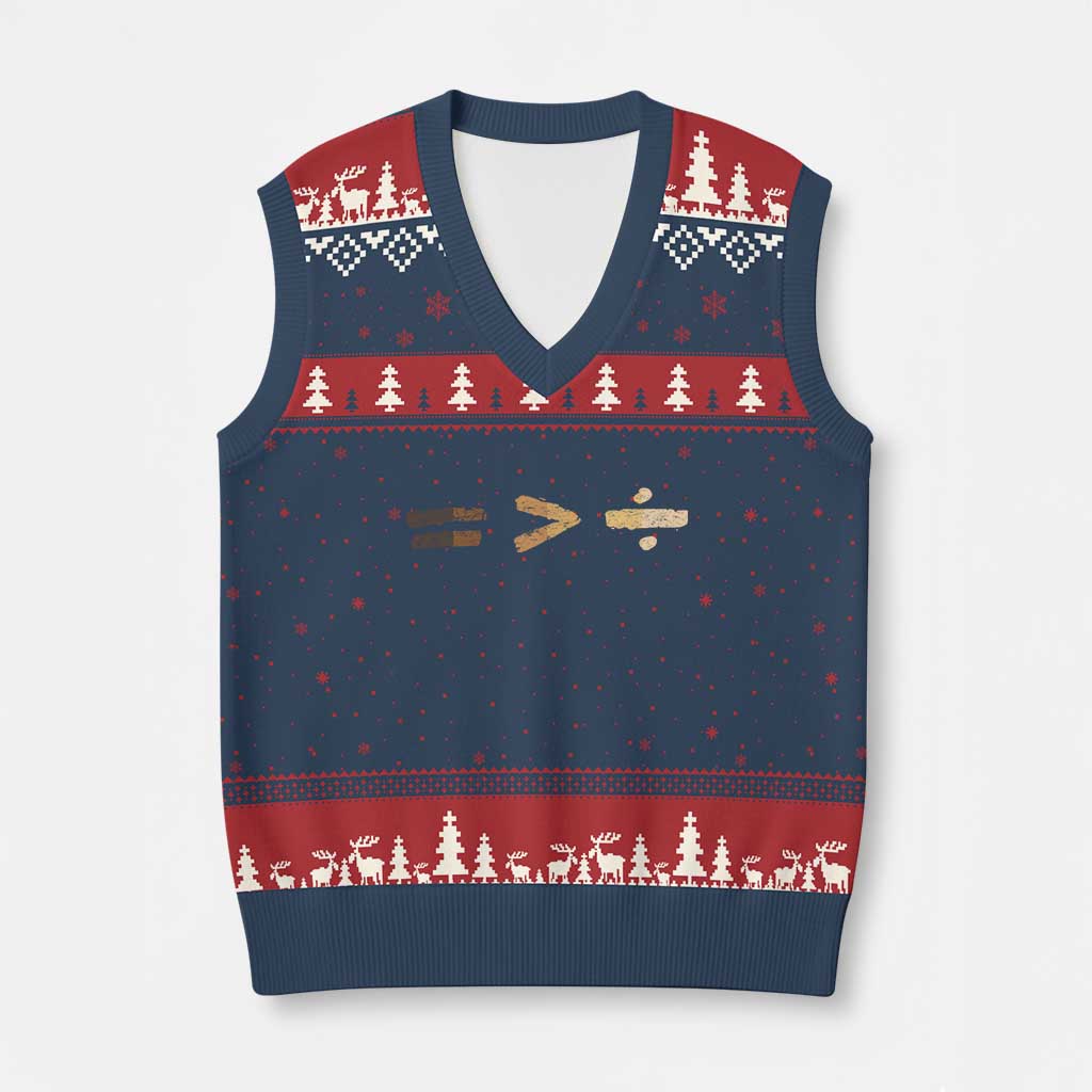 Equality Is Better than Division V-Neck Knit Sweater Vest Equal Rights Math Symbol TS10 Navy Red Print Your Wear