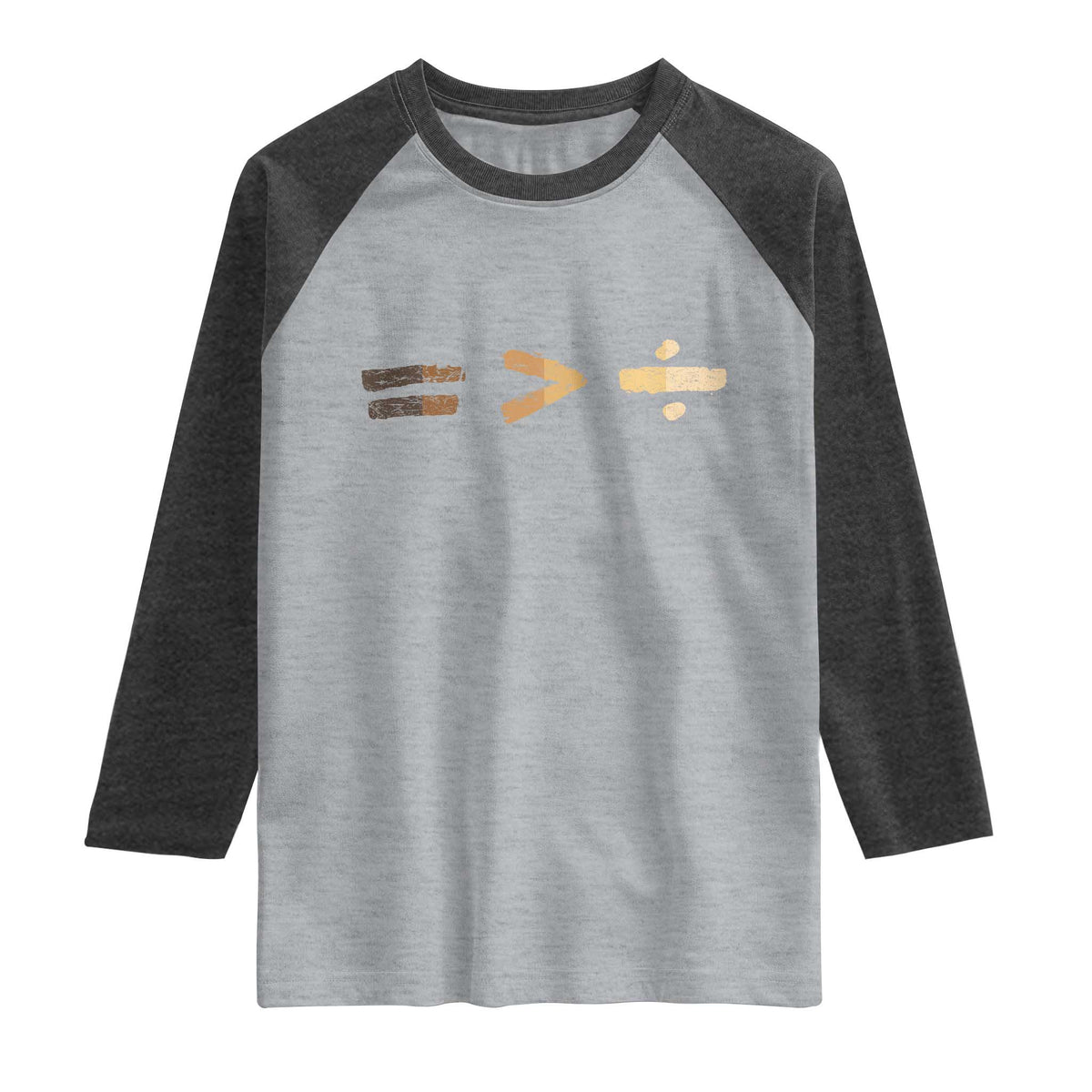 Equality Is Better than Division Raglan Shirt Equal Rights Math Symbol TS10 Heather Gray Heather Charcoal Print Your Wear