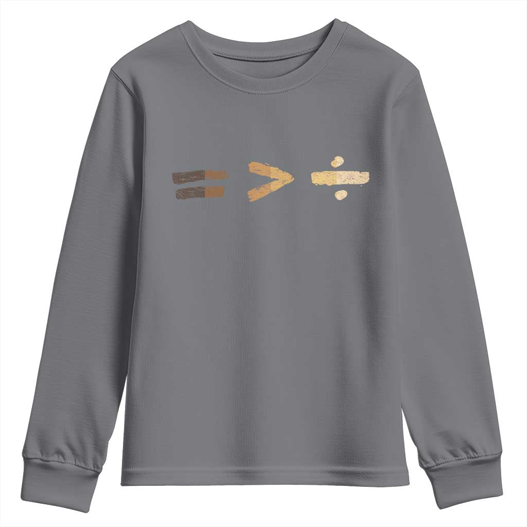 Equality Is Better than Division Youth Sweatshirt Equal Rights Math Symbol TS10 Charcoal Print Your Wear