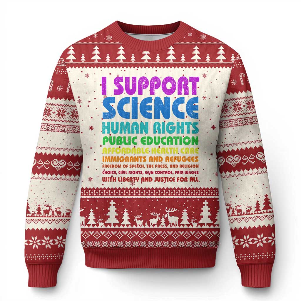 I Support Progressive Liberal Democratic Causes Protest Ugly Christmas Sweater TS10 Beige Red Print Your Wear