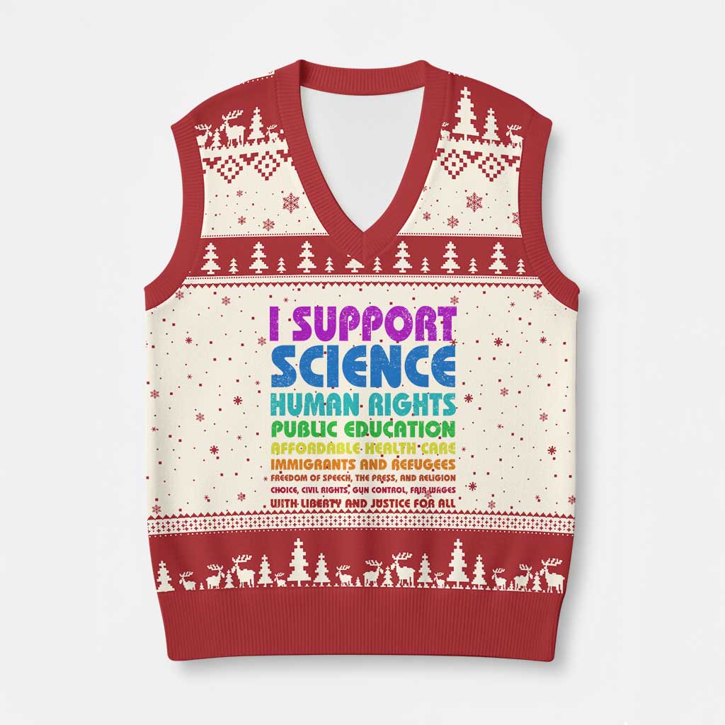 I Support Progressive Liberal Democratic Causes Protest V-Neck Knit Sweater Vest TS10 Beige Red Print Your Wear
