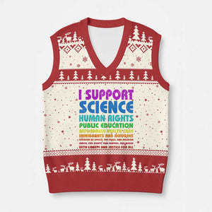 I Support Progressive Liberal Democratic Causes Protest V-Neck Knit Sweater Vest TS10 Beige Red Print Your Wear