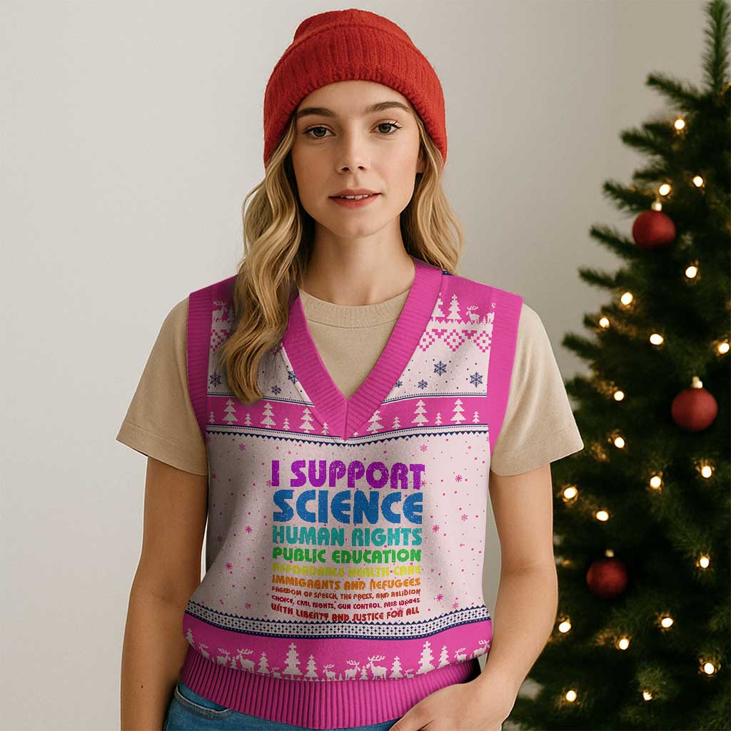 I Support Progressive Liberal Democratic Causes Protest V-Neck Knit Sweater Vest TS10 Hot Pink Print Your Wear