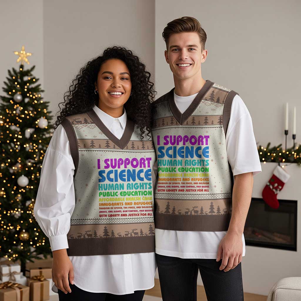 I Support Progressive Liberal Democratic Causes Protest V-Neck Knit Sweater Vest TS10 Mocha Mousse Print Your Wear