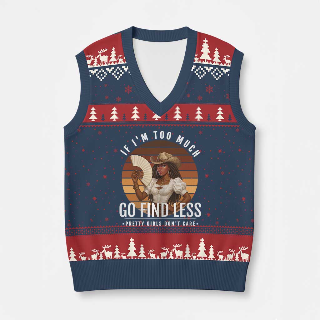 Black History African Melanin Cowgirl V-Neck Knit Sweater Vest Country Girls African American Western Tribute TS10 Navy Red Print Your Wear