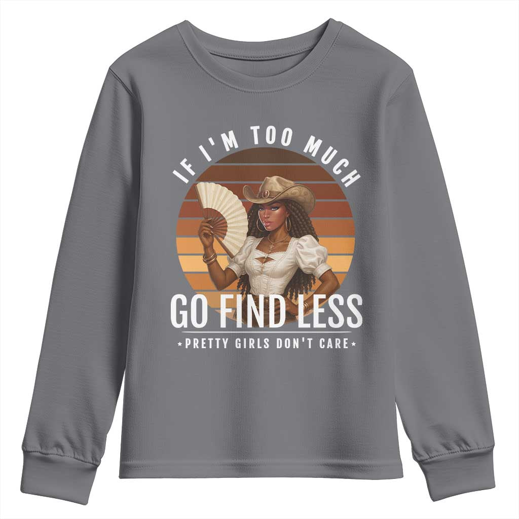 Black History African Melanin Cowgirl Youth Sweatshirt Country Girls African American Western Tribute TS10 Charcoal Print Your Wear