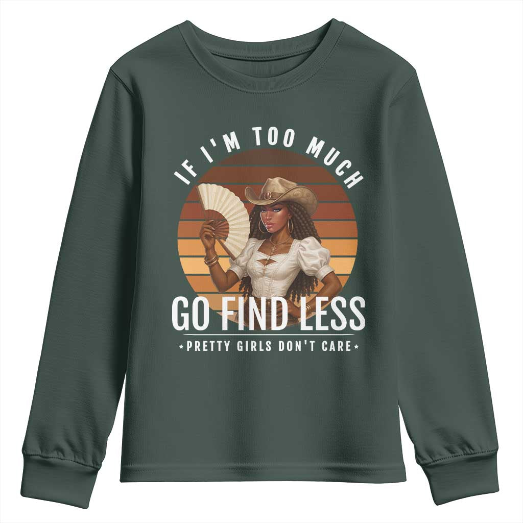 Black History African Melanin Cowgirl Youth Sweatshirt Country Girls African American Western Tribute TS10 Dark Forest Green Print Your Wear