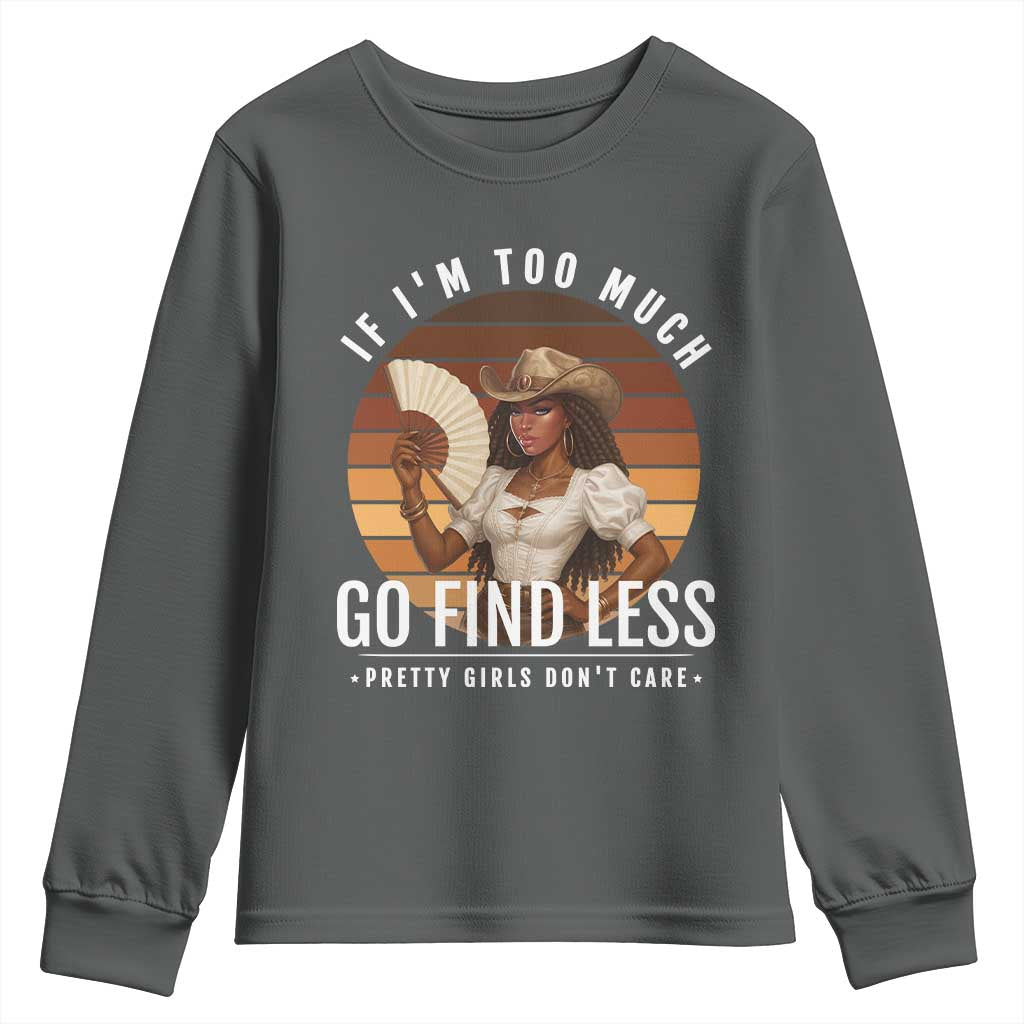 Black History African Melanin Cowgirl Youth Sweatshirt Country Girls African American Western Tribute TS10 Dark Heather Print Your Wear