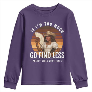 Black History African Melanin Cowgirl Youth Sweatshirt Country Girls African American Western Tribute TS10 Purple Print Your Wear