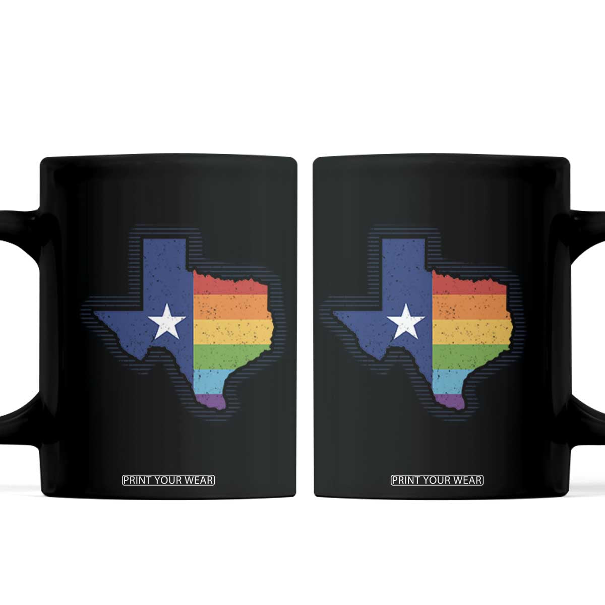 LGBTQ Texas State Flag Coffee Mug TS10 Black Print Your Wear