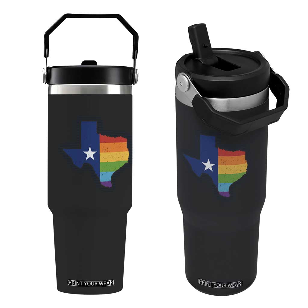LGBTQ Texas State Flag Flip Straw Tumbler TS10 One Size: 30 oz Black Print Your Wear