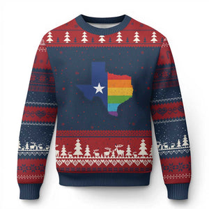 LGBTQ Texas State Flag Ugly Christmas Sweater TS10 Navy Red Print Your Wear